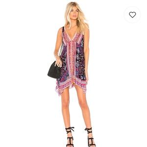 Free people boho trapeze dress black multiprint